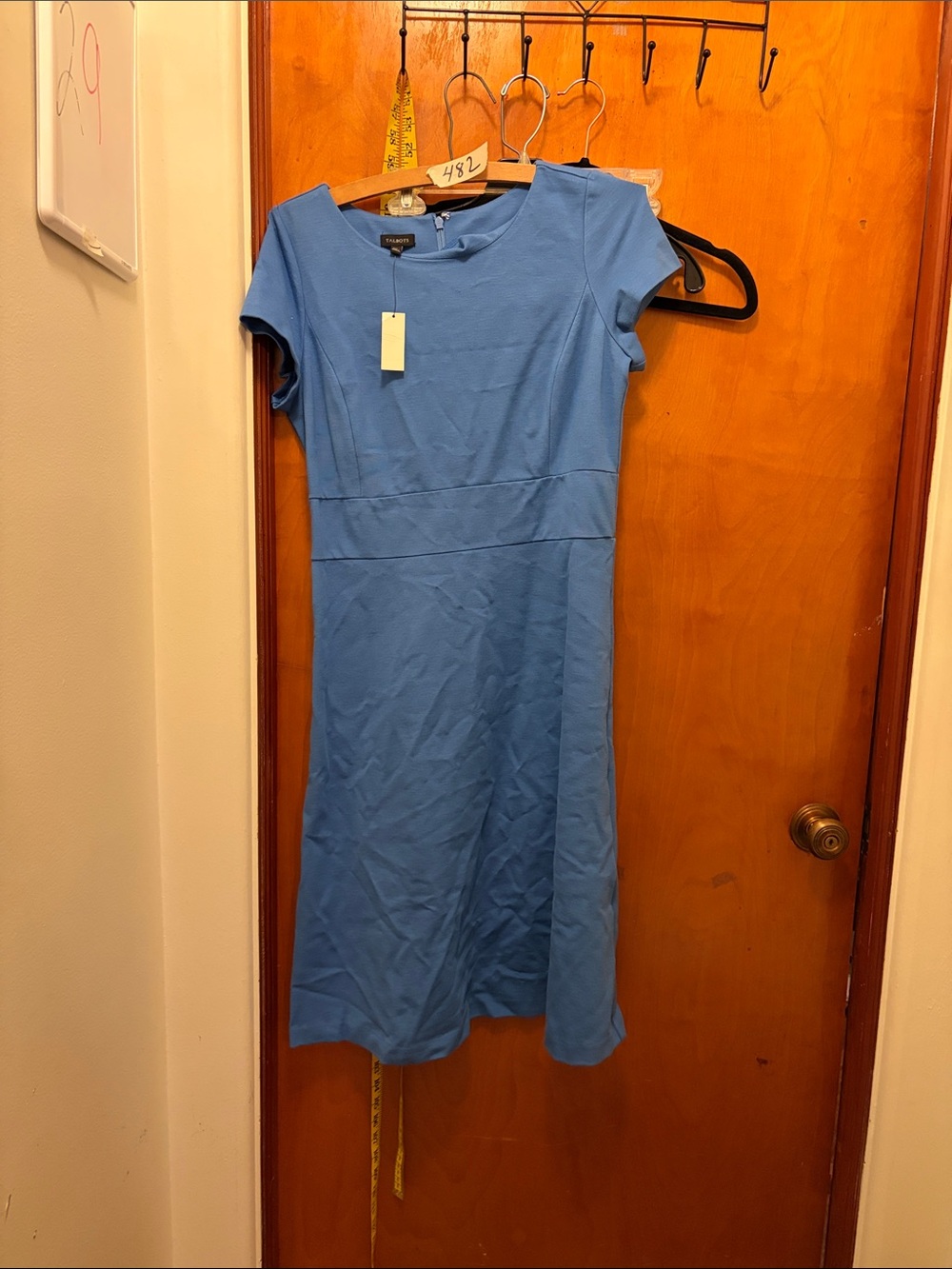 Talbots Light Blue Short-Sleeve Fit & Flare Dress